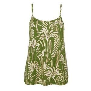 CAbi #6353 Balcony Cami Tank Top Size XS Green Palm Print Tropical Layering